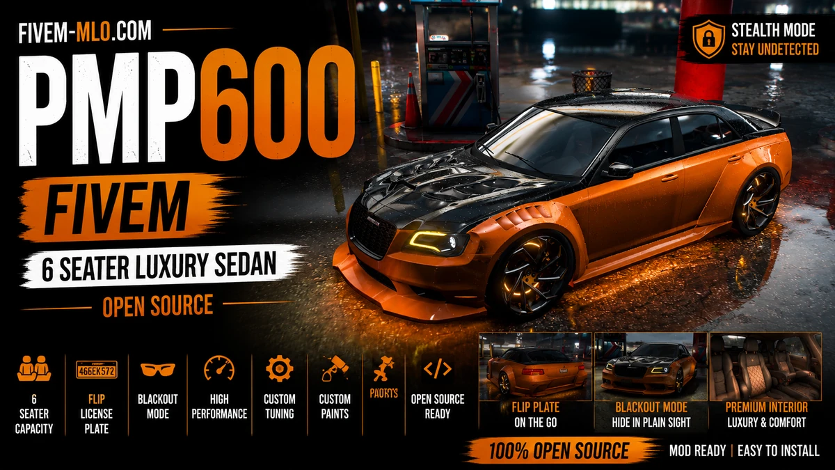 PMP600 FiveM | 6 Seater Luxury Sedan | Flip Plate & Blackout Mode | Open Source